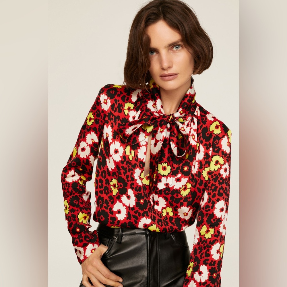 The Kooples Floral Tie‎ Neck Top